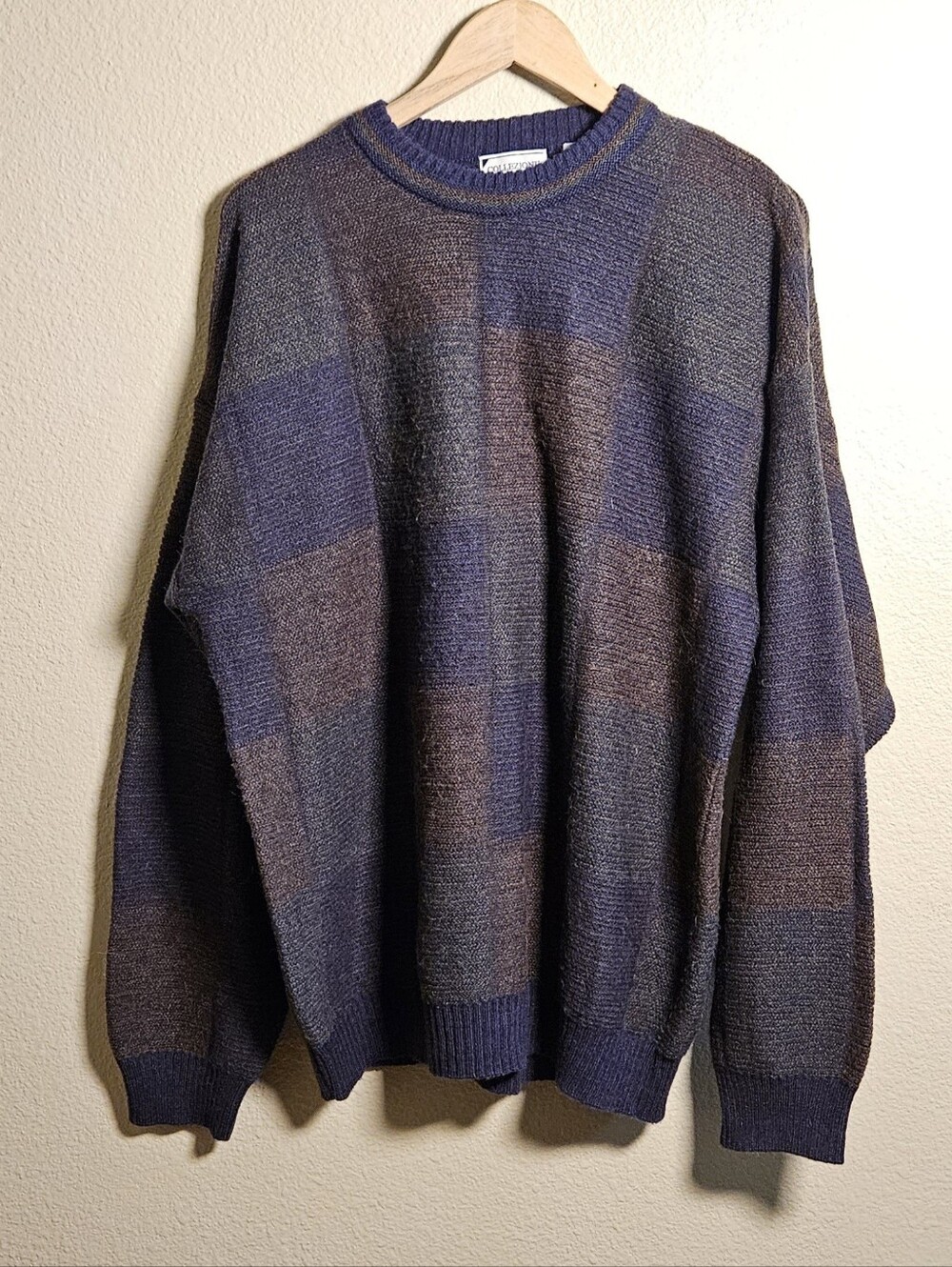 VGT 90'S COLOR BLOCK ALPACA WOOL BLEND, GRUNGE AESTHETIC ,COLOR BLOCK